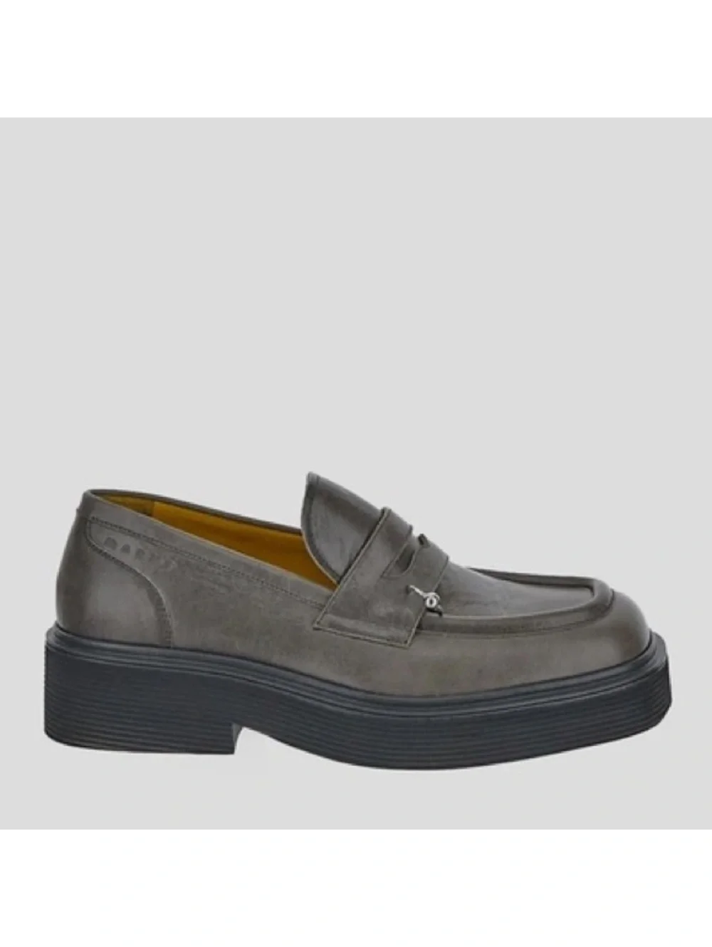 MARNI Moccasin Iconic Square-Toe Chunky Loafers Grey Size 44 NEW +DustBag